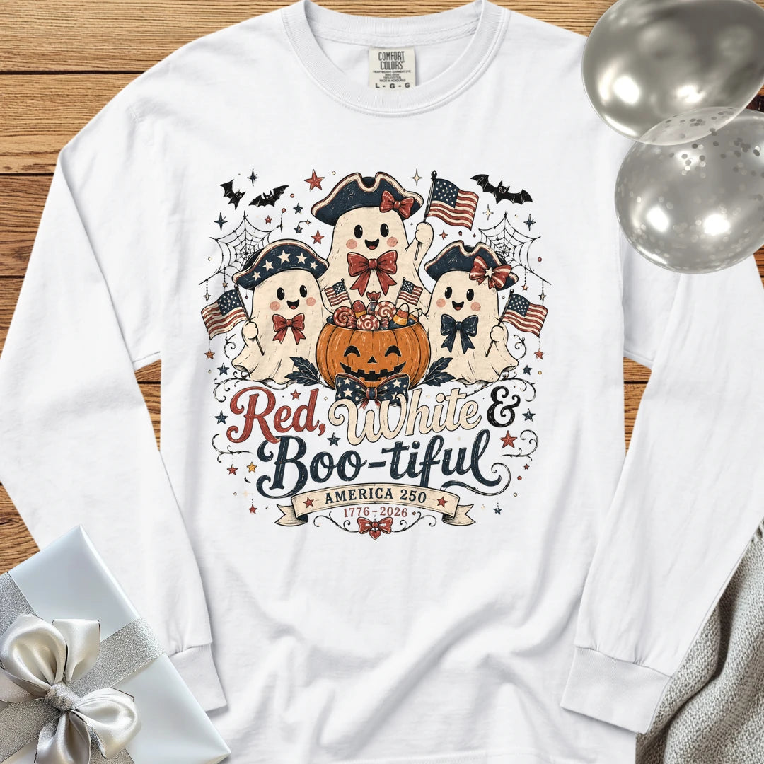 Red, White & Boo-tiful - Premium America 250 Halloween Long Sleeve T-Shirt - White