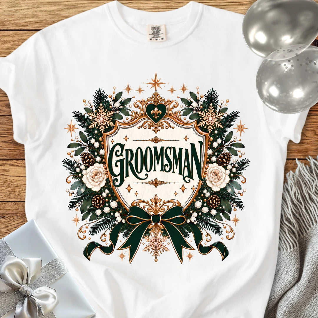 Groomsman - Premium Winter Heirloom Wedding T-Shirt - White