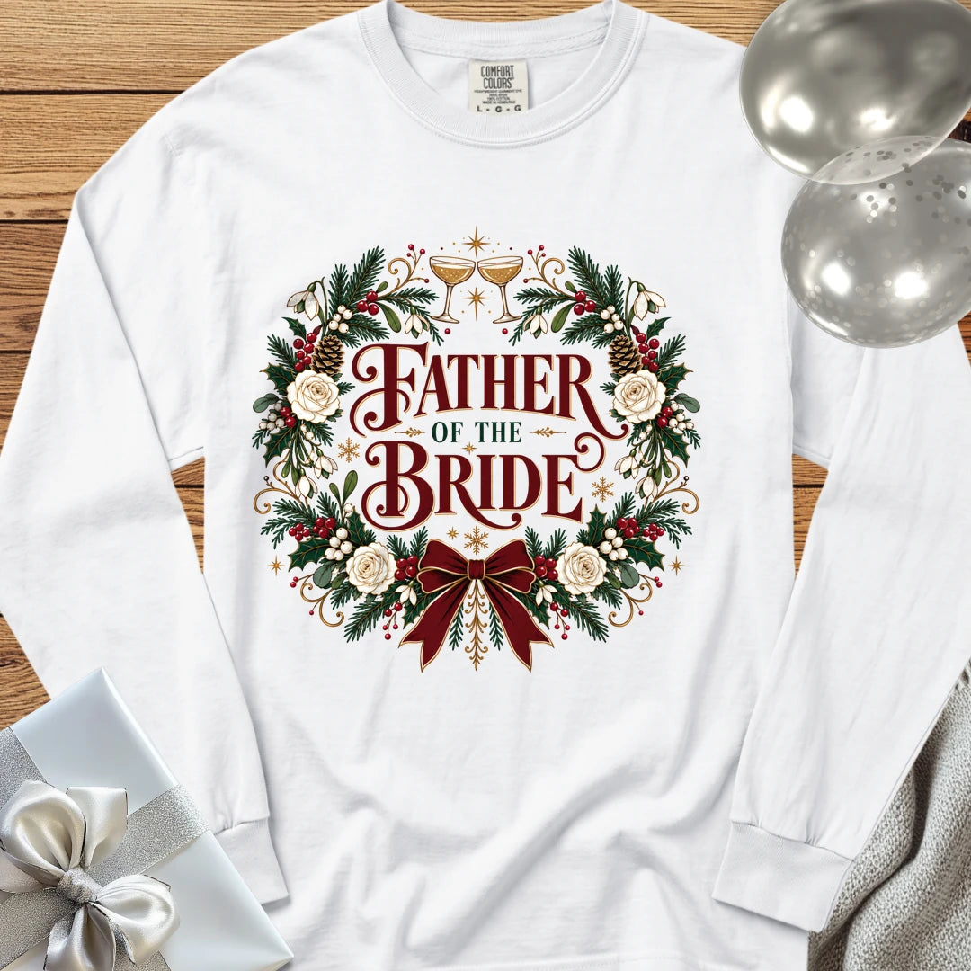 Father of the Bride - Premium Winter Crest Wedding Long Sleeve T-Shirt - White
