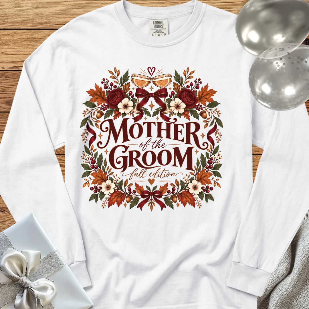Mother of the Groom, Fall Edition - Premium Wedding Long Sleeve T-Shirt - White