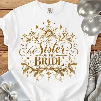 Sister of the Bride - Premium Winter Sparkle Wedding T-Shirt - White