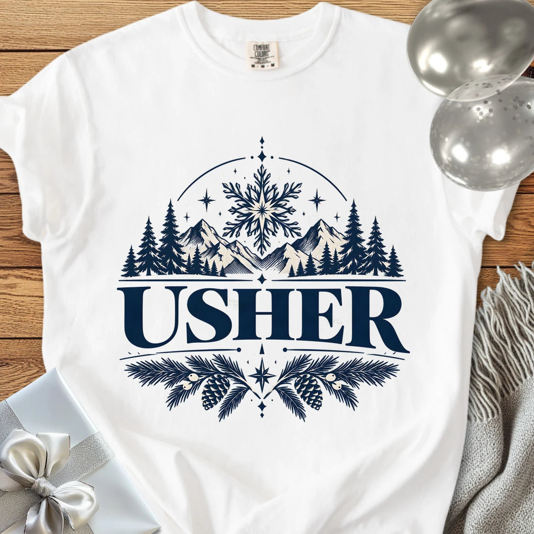 Usher - Premium Winter Peaks Wedding T-Shirt - White