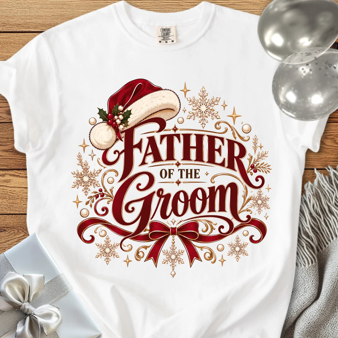 Father of the Groom - Premium Christmas Wedding T-Shirt - White