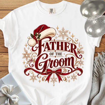 Father of the Groom - Premium Christmas Wedding T-Shirt - White