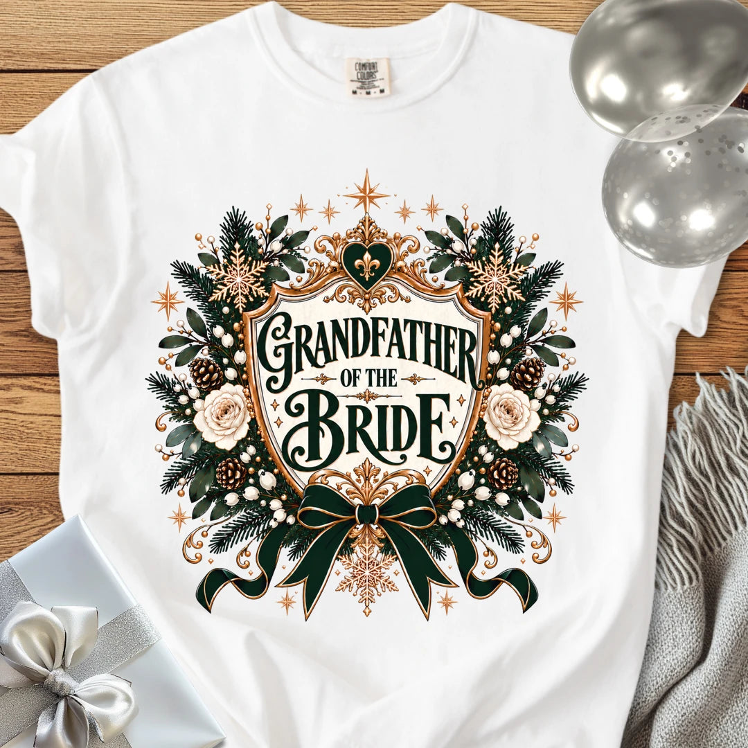 Grandfather of the Bride - Premium Winter Heirloom Wedding T-Shirt - White