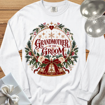 Grandmother of the Groom - Premium Snowglobe Wedding Long Sleeve T-Shirt - White