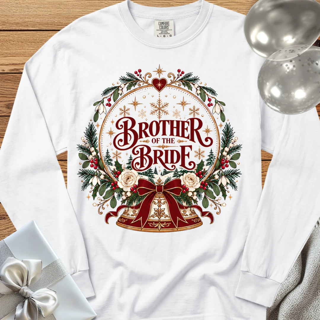 Brother of the Bride - Premium Snowglobe Wedding Long Sleeve T-Shirt - White