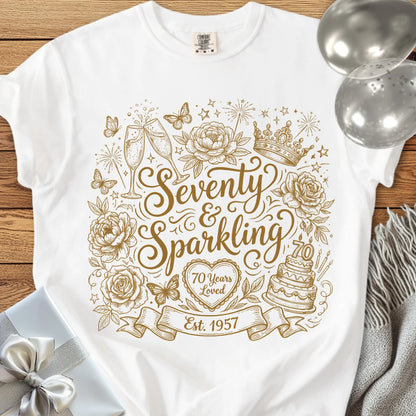 Seventy & Sparkling, Est. 1957 - Premium 70th Birthday T-Shirt - White