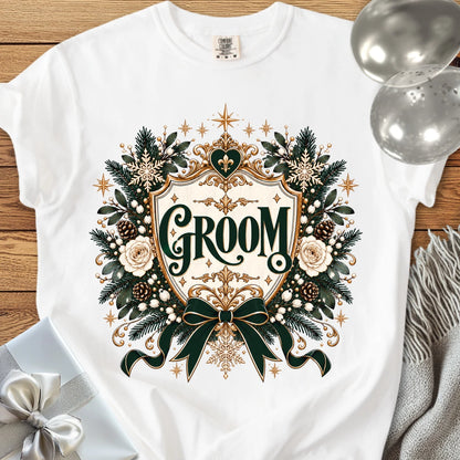 Groom - Premium Winter Heirloom Wedding T-Shirt - White