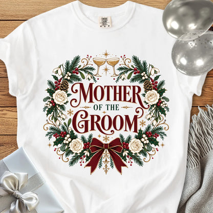 Mother of the Groom - Premium Winter Crest Wedding T-Shirt - White