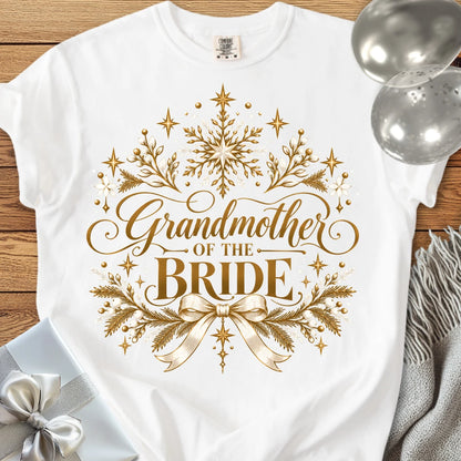 Grandmother of the Bride - Premium Winter Sparkle Wedding T-Shirt - White