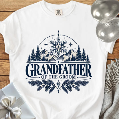 Grandfather of the Groom - Premium Winter Peaks Wedding T-Shirt - White