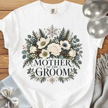 Mother of the Groom - Premium Winter Bouquet Wedding T-Shirt - White