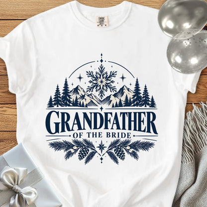 Grandfather of the Bride - Premium Winter Peaks Wedding T-Shirt - White