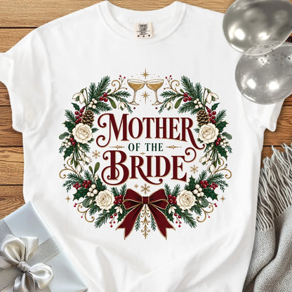 Mother of the Bride - Premium Winter Crest Wedding T-Shirt - White