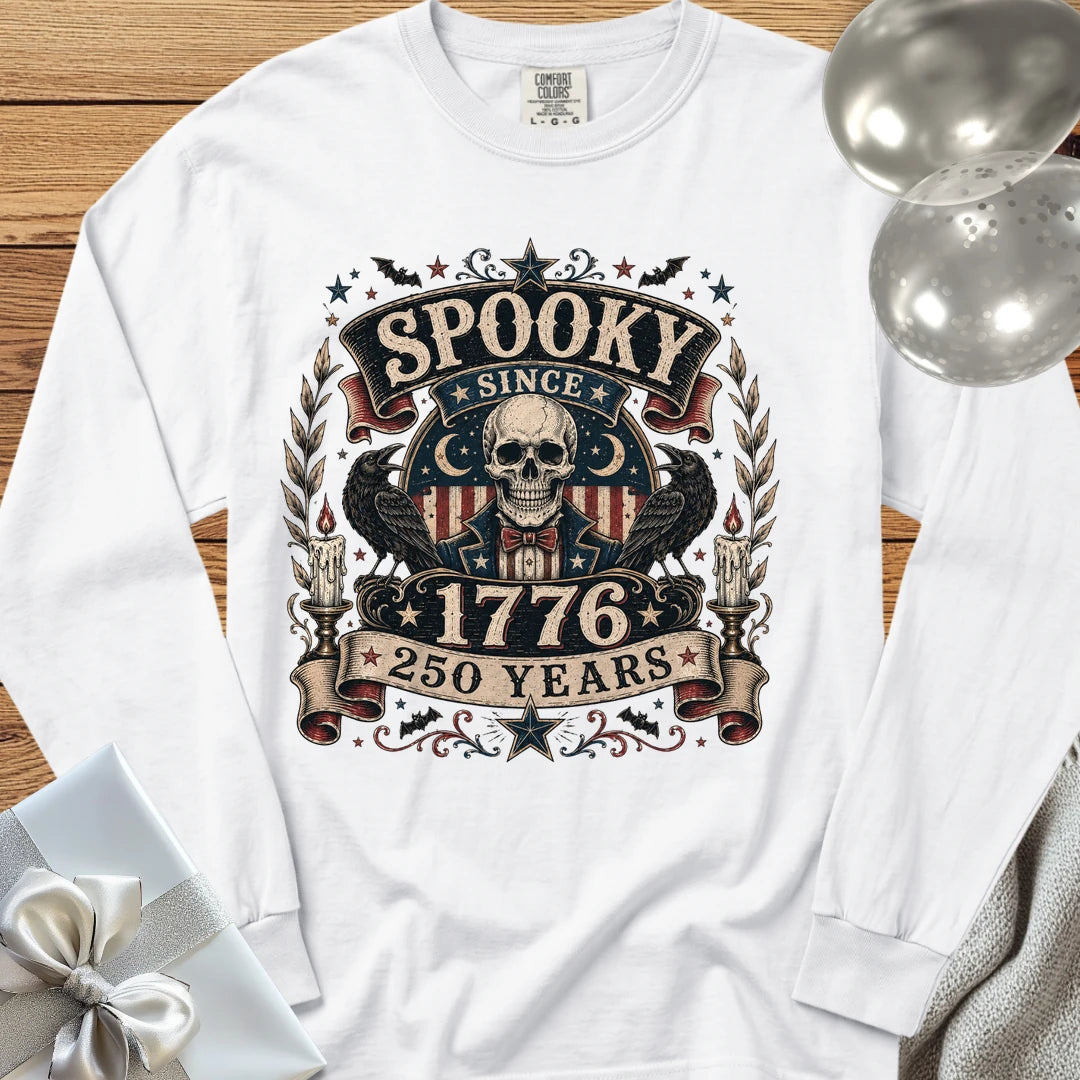 Spooky Since 1776 - Premium Halloween America 250 Long Sleeve T-Shirt - White
