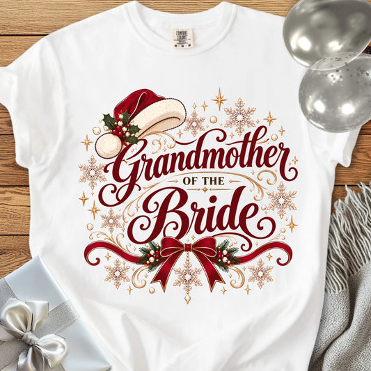 Grandmother of the Bride - Premium Christmas Wedding T-Shirt - White