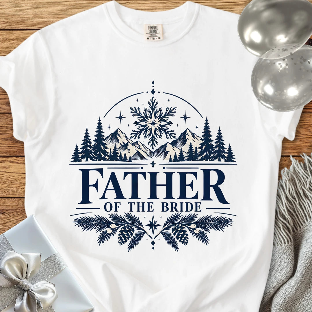 Father of the Bride - Premium Winter Peaks Wedding T-Shirt - White