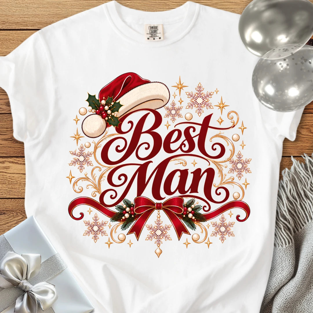 Best Man - Premium Christmas Wedding T-Shirt - White