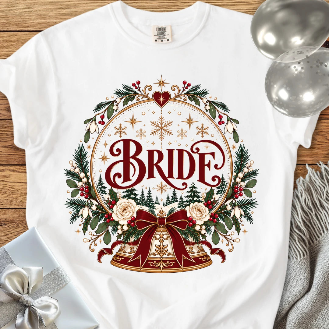 Bride - Premium Snowglobe Wedding T-Shirt - White