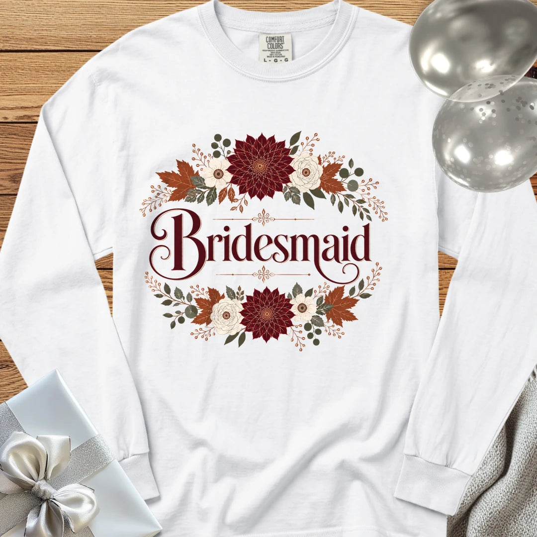 Bridesmaid - Premium Wedding Long Sleeve T-Shirt - White