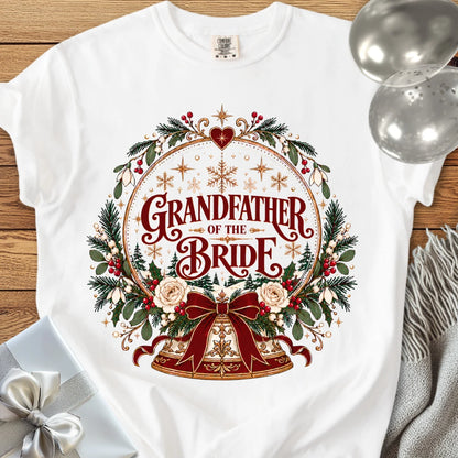 Grandfather of the Bride - Premium Snowglobe Wedding T-Shirt - White