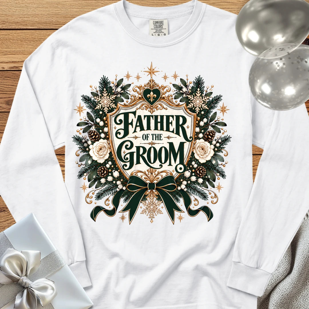 Father of the Groom - Premium Winter Heirloom Wedding Long Sleeve T-Shirt - White