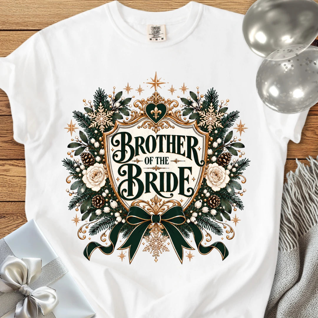 Brother of the Bride - Premium Winter Heirloom Wedding T-Shirt - White