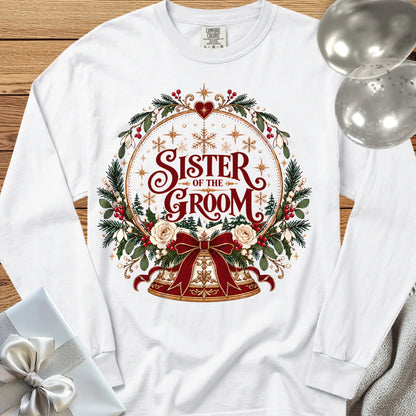 Sister of the Groom - Premium Snowglobe Wedding Long Sleeve T-Shirt - White