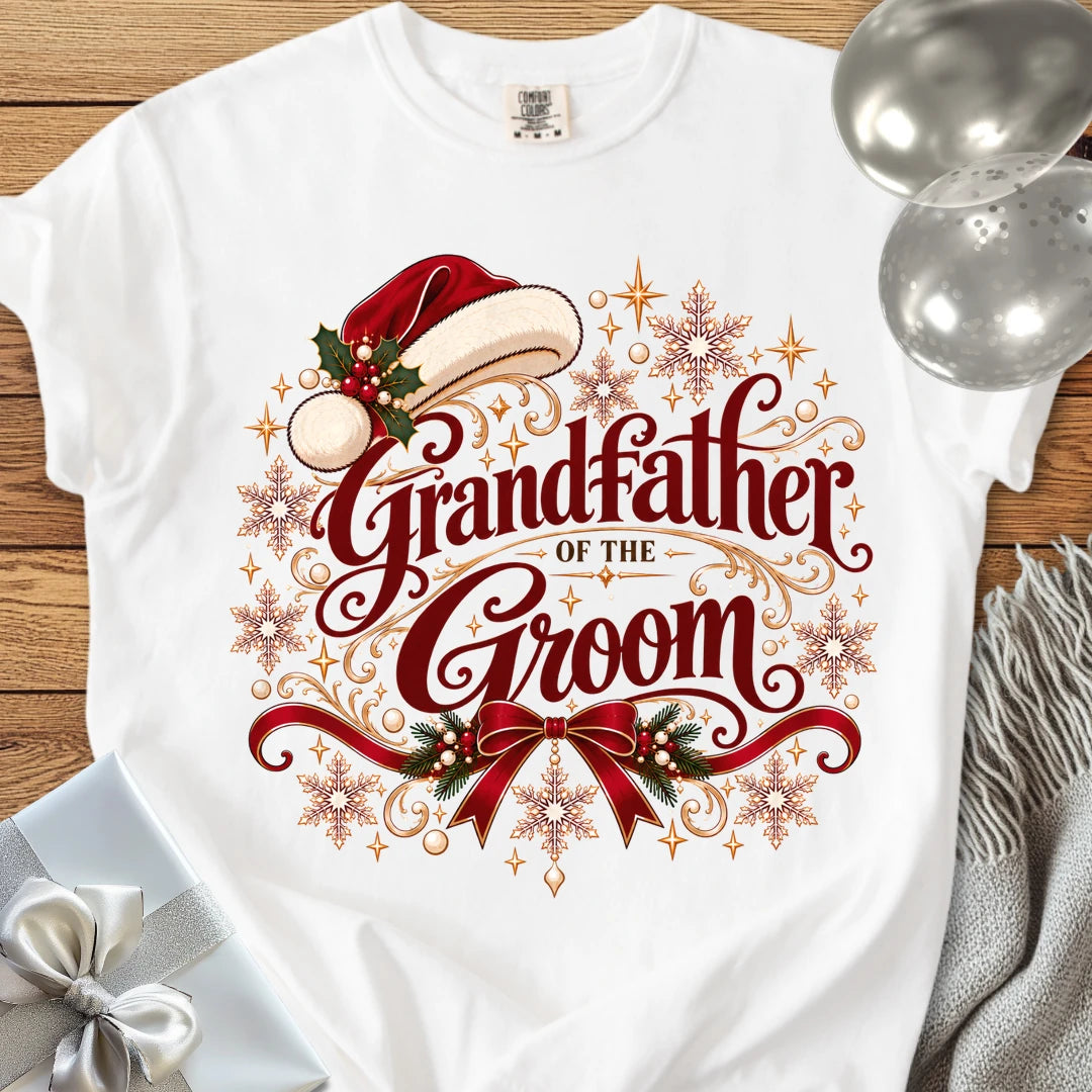 Grandfather of the Groom - Premium Christmas Wedding T-Shirt - White