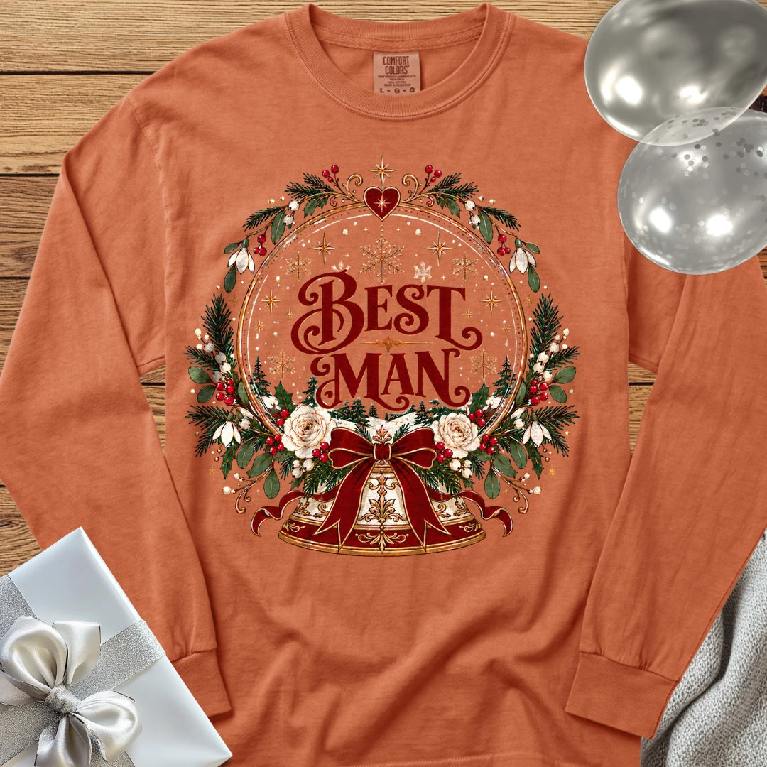 Best Man - Premium Snowglobe Wedding Long Sleeve T-Shirt - Yam