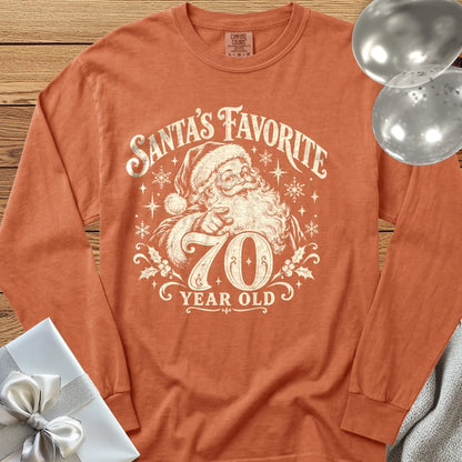Santa’s Favorite 70-Year-Old - Premium Christmas 70th Birthday Long Sleeve T-Shirt - Yam