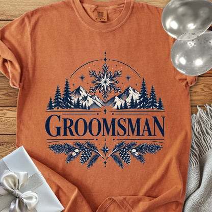 Groomsman - Premium Winter Peaks Wedding T-Shirt - Yam