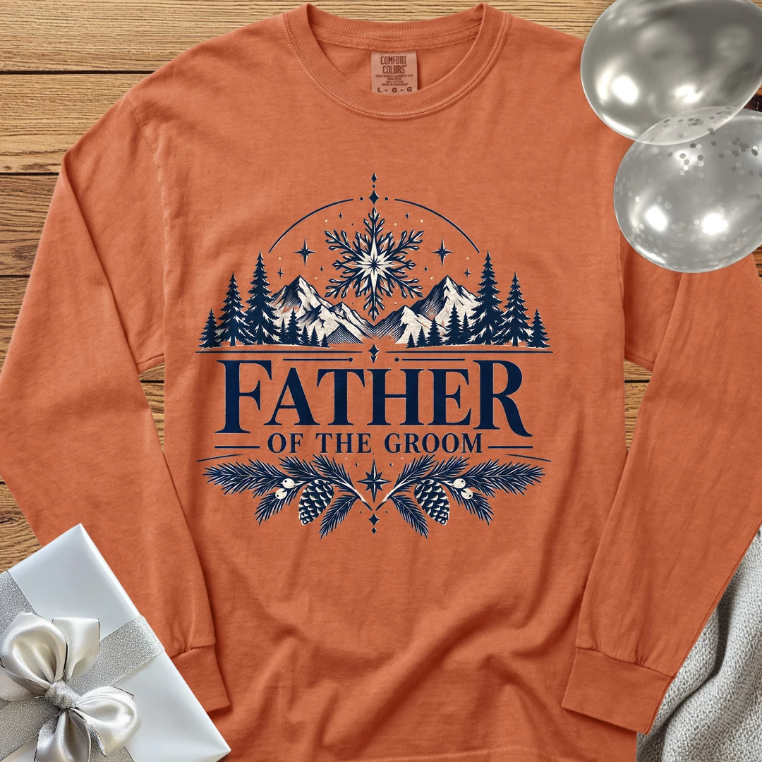 Father of the Groom - Premium Winter Peaks Wedding Long Sleeve T-Shirt - Yam