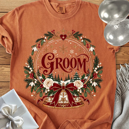 Groom - Premium Snowglobe Wedding T-Shirt - Yam
