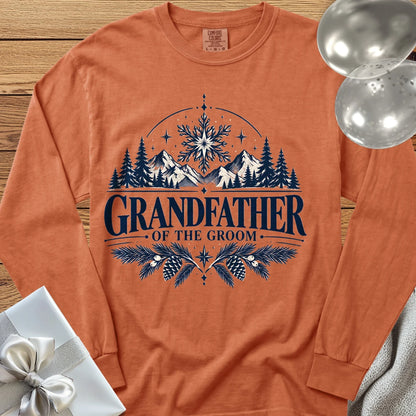 Grandfather of the Groom - Premium Winter Peaks Wedding Long Sleeve T-Shirt - Yam