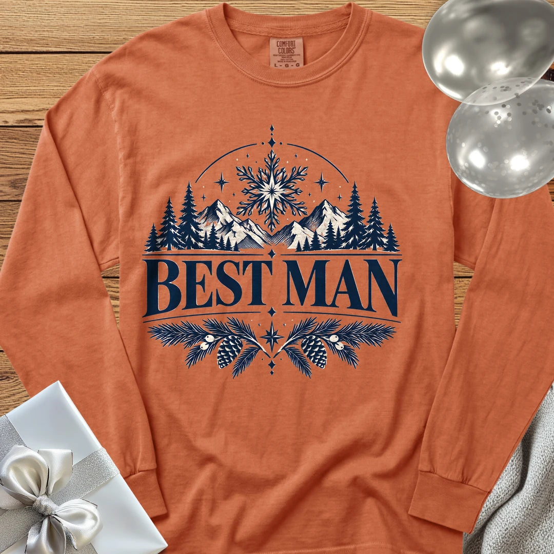 Best Man - Premium Winter Peaks Wedding Long Sleeve T-Shirt - Yam