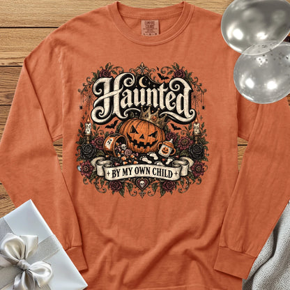 Haunted By My Own Child - Premium Halloween Parenting Long Sleeve T-Shirt - Yam