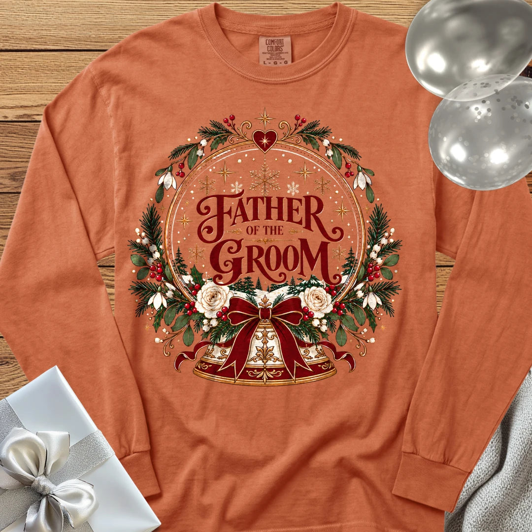 Father of the Groom - Premium Snowglobe Wedding Long Sleeve T-Shirt - Yam