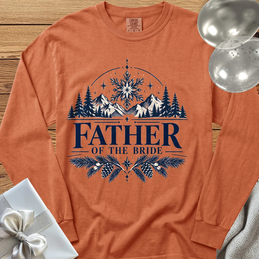 Father of the Bride - Premium Winter Peaks Wedding Long Sleeve T-Shirt - Yam