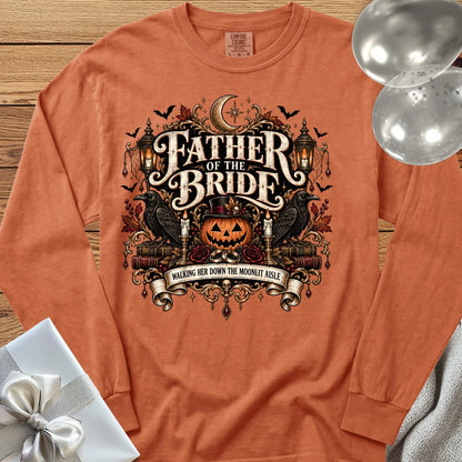 Father of the Bride, Walking Her Down the Moonlit Aisle - Premium Halloween Long Sleeve T-Shirt - Yam