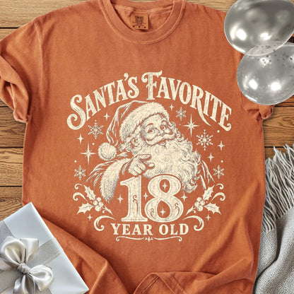 Santa’s Favorite 18-Year-Old - Premium Christmas 18th Birthday T-Shirt - Yam