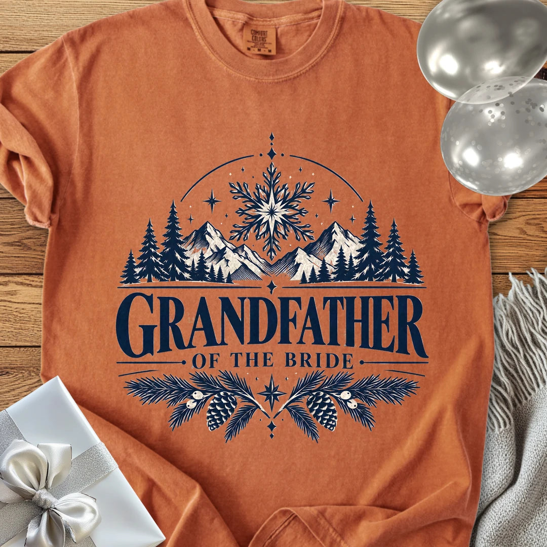 Grandfather of the Bride - Premium Winter Peaks Wedding T-Shirt - Yam