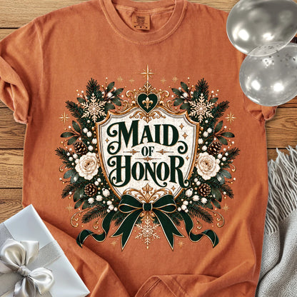 Maid of Honor - Premium Winter Heirloom Wedding T-Shirt - Yam