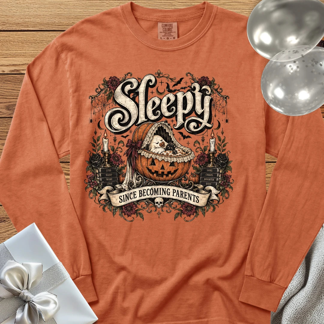 Sleepy Since Becoming Parents - Premium Parenting Halloween Long Sleeve T-Shirt - Yam