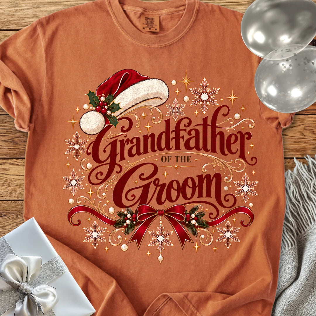 Grandfather of the Groom - Premium Christmas Wedding T-Shirt - Yam