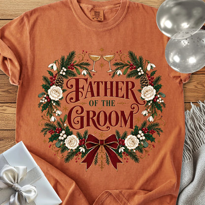 Father of the Groom - Premium Winter Crest Wedding T-Shirt - Yam