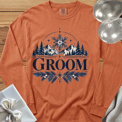Groom - Premium Winter Peaks Wedding Long Sleeve T-Shirt - Yam