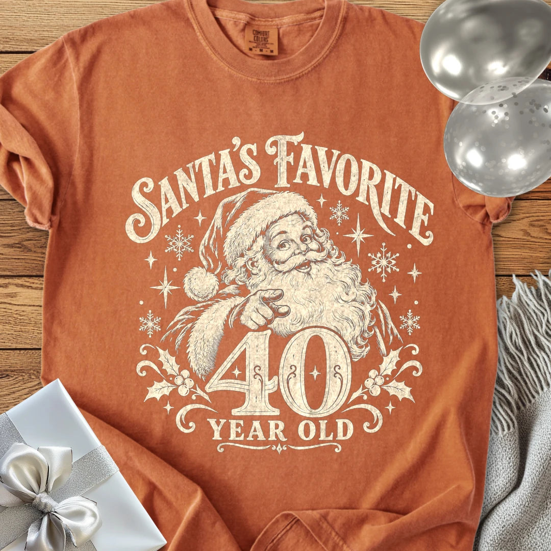 Santa’s Favorite 40-Year-Old - Premium Christmas 40th Birthday T-Shirt - Yam