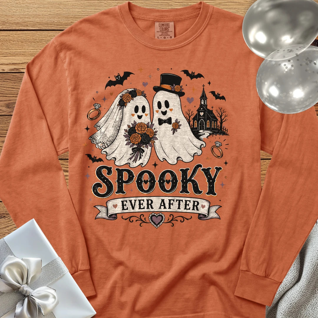 Spooky Ever After - Halloween Wedding Long Sleeve T-Shirt - Yam